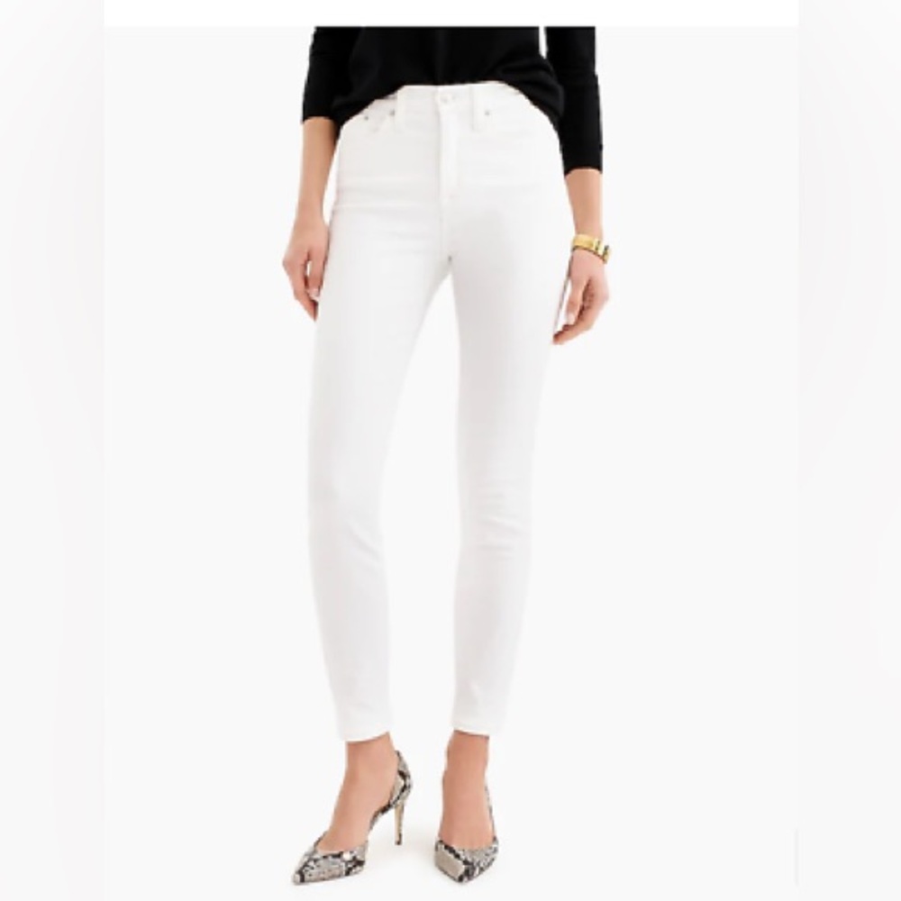 J. Crew 9” high-rise toothpick white denim jeans size 26